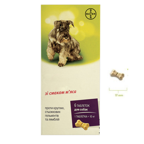 Drontal Plus Tablets Antiparasitic for Dogs, 6 pcs