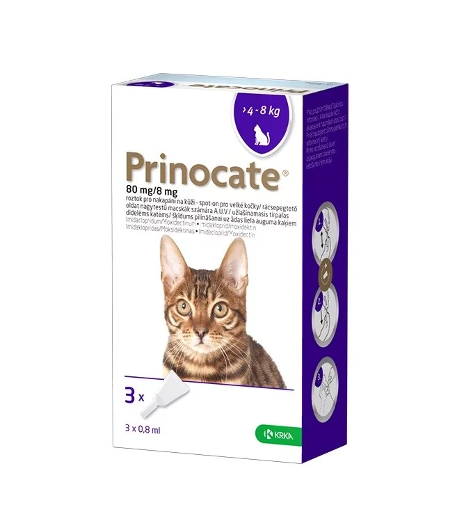 Prinocate Spot-On Drops for Cats 4-8 kg from Fleas and Parasites (3 pipettes)