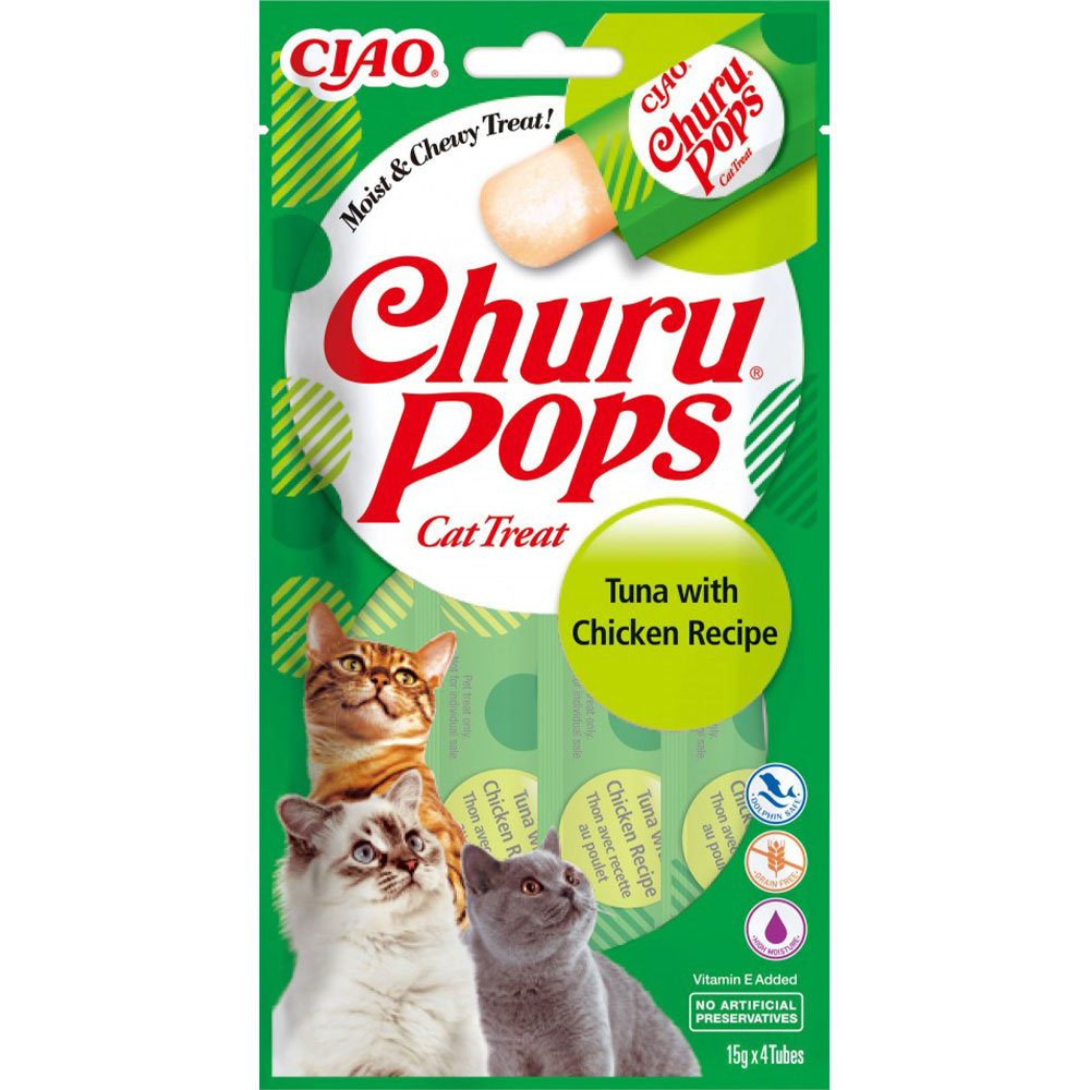 INABA Churu Pops Soft Treats for Cats - Tuna and Chicken 60g